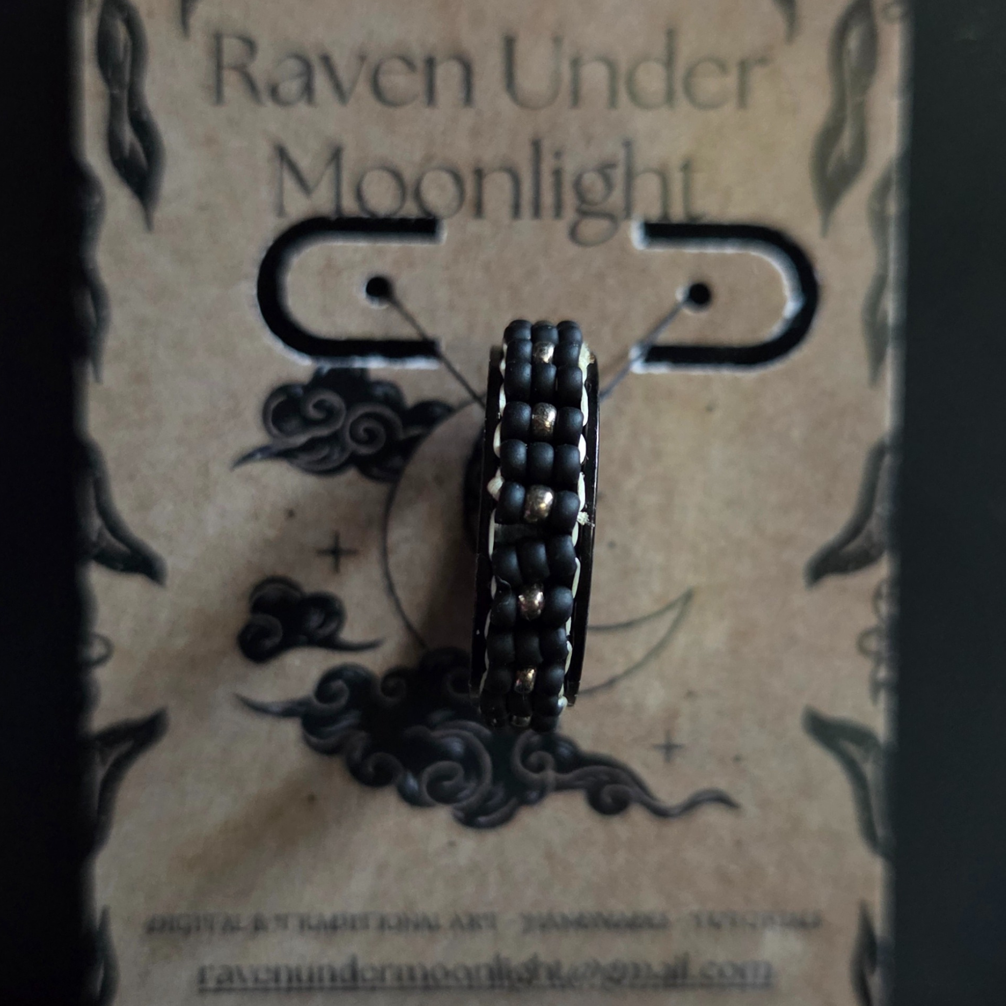 Matte Black & Antiqued Silver Anxiety Ring - Size 5
