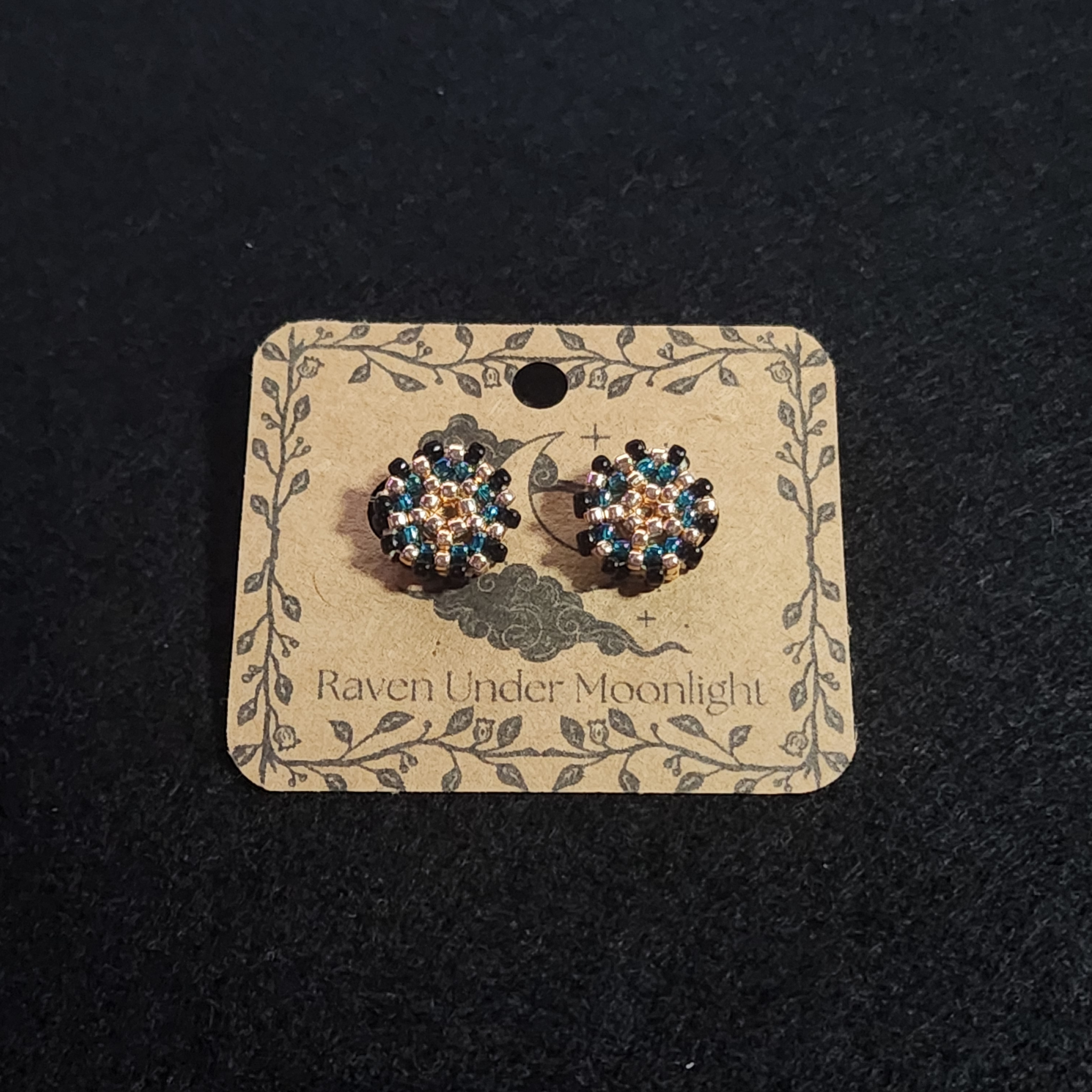 Rainbow Teal & Black Variation B Stud Set