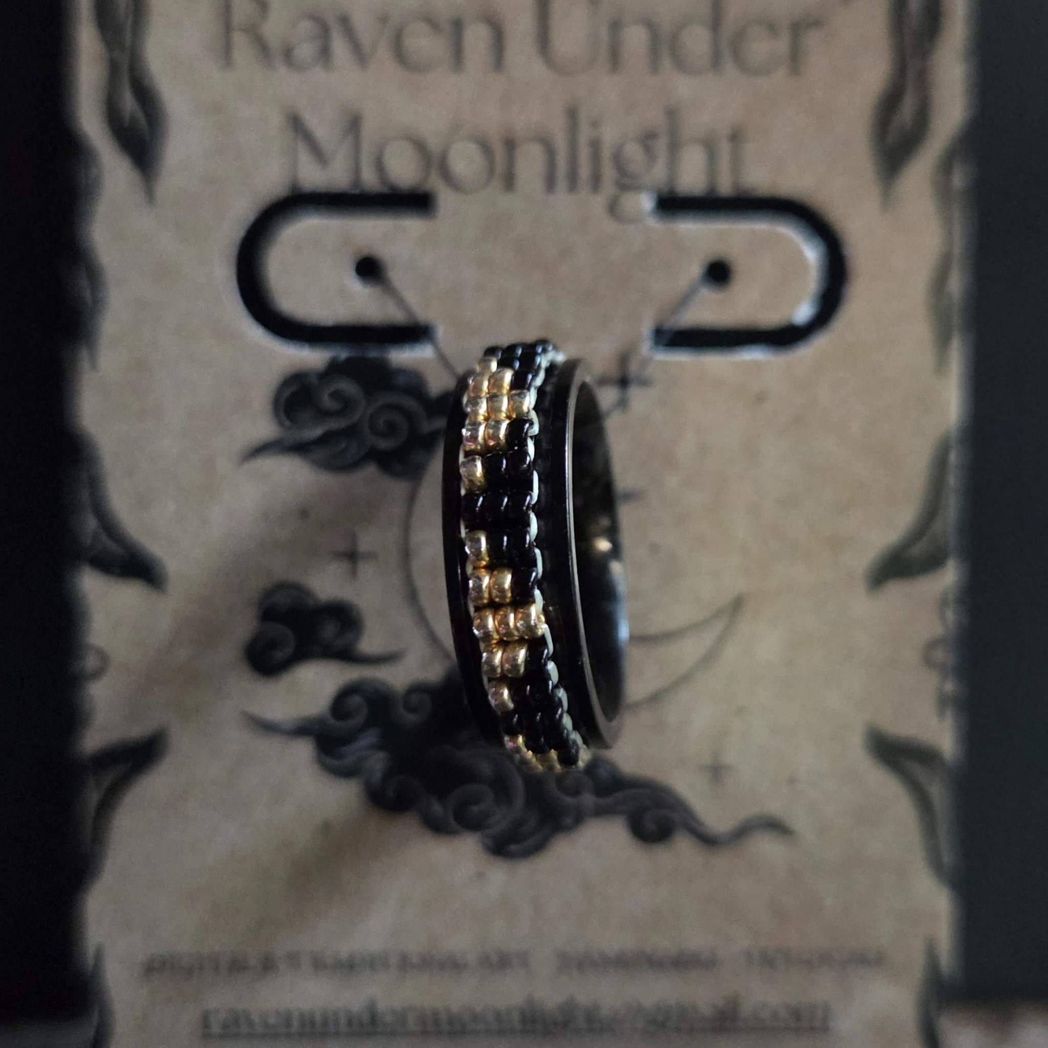 Black & Gold Anxiety Ring - Size 5.5