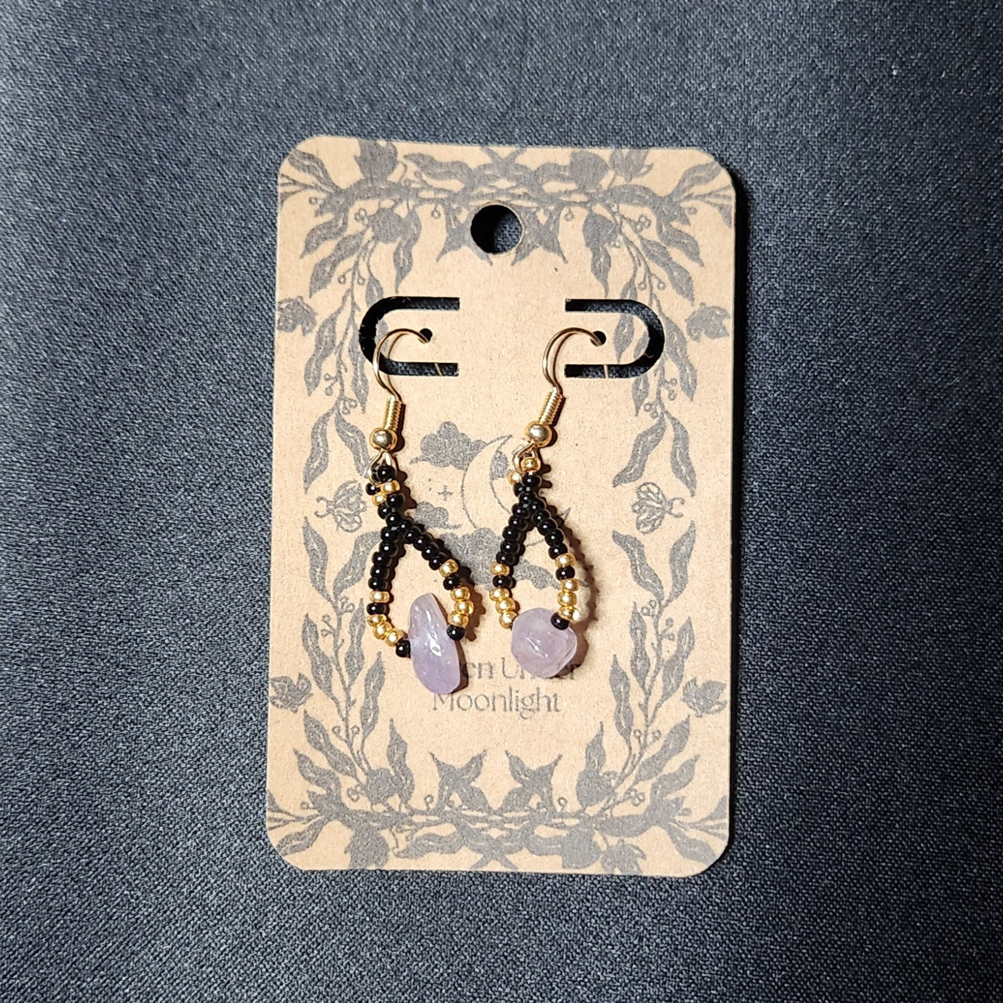 Purple Amethyst Beaded Teardrops (Gold)
