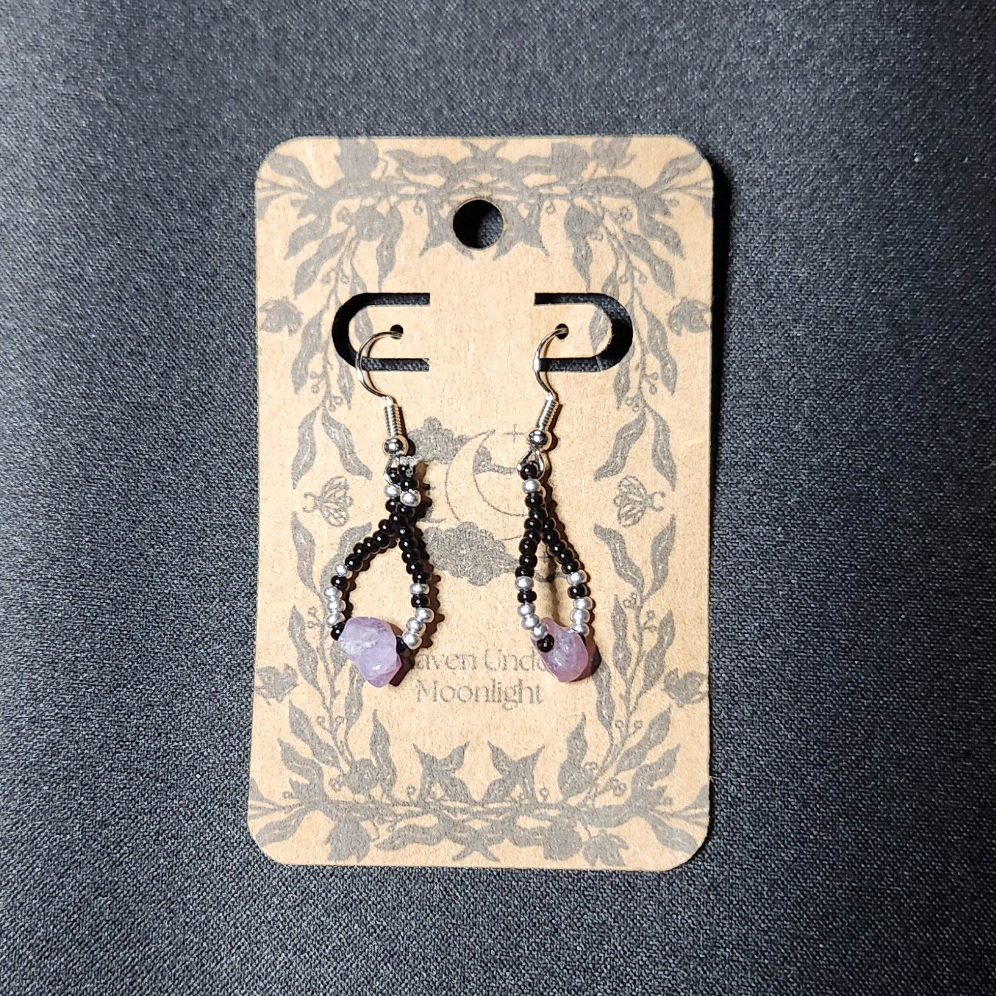 Purple Amethyst Beaded Teardrops (Silver)