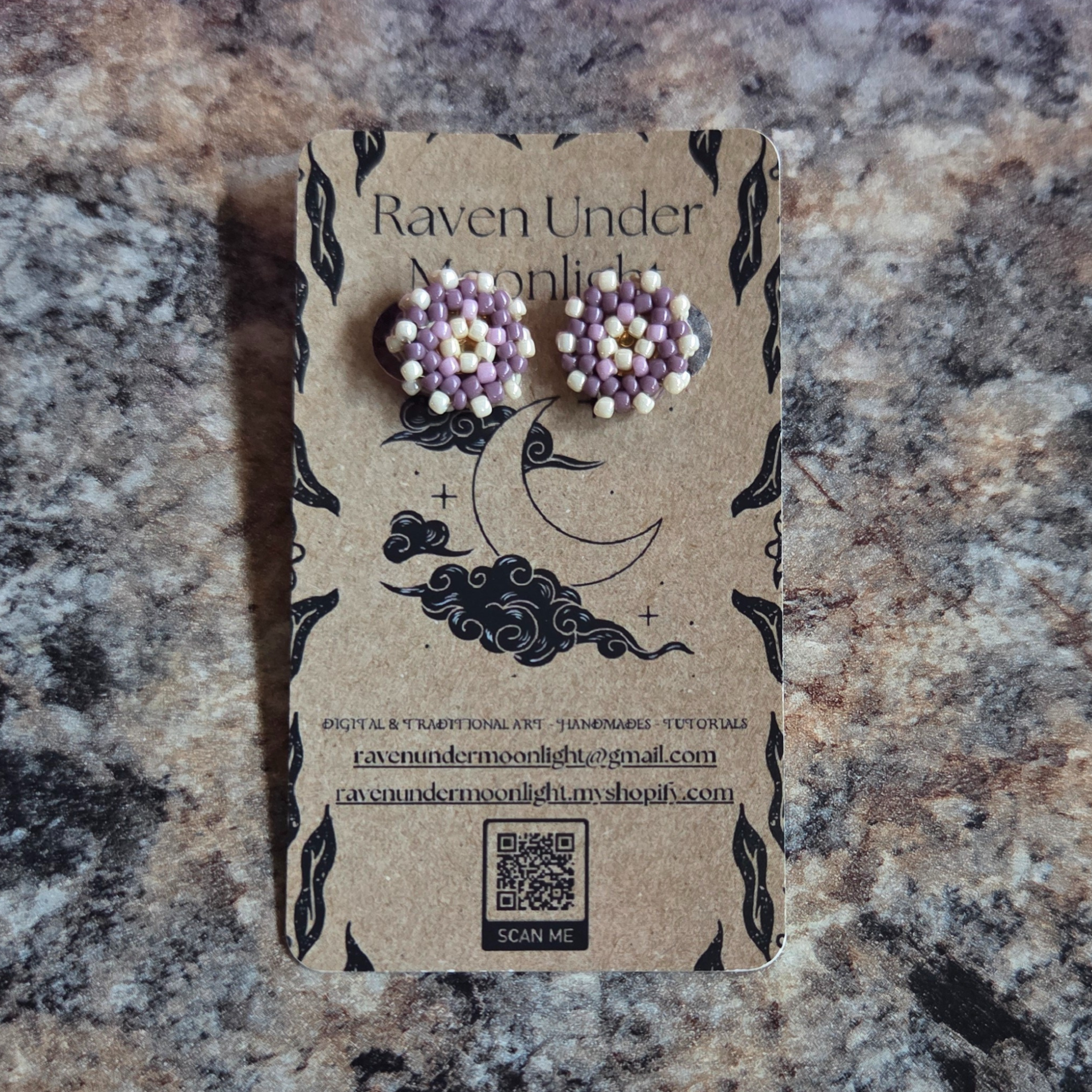 Beige, Lilac & Plumeria Stud Set