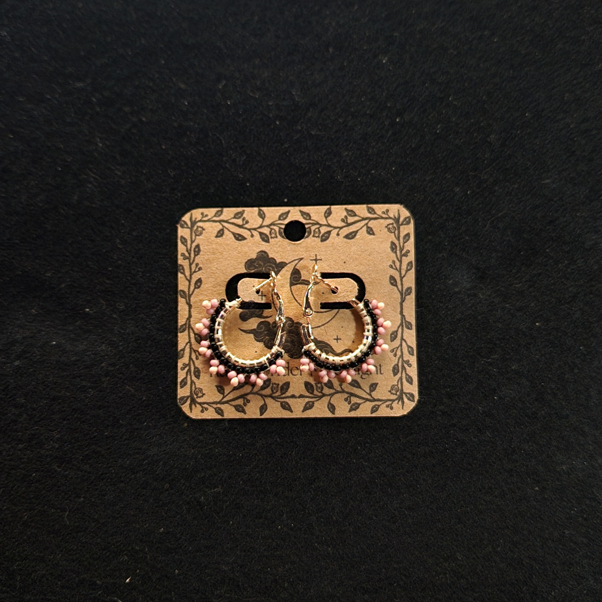 Desert Coral  - Gold Beaded Hoops 18mm
