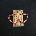 Electric Love in Pink - Gold Beaded Heart Hoops