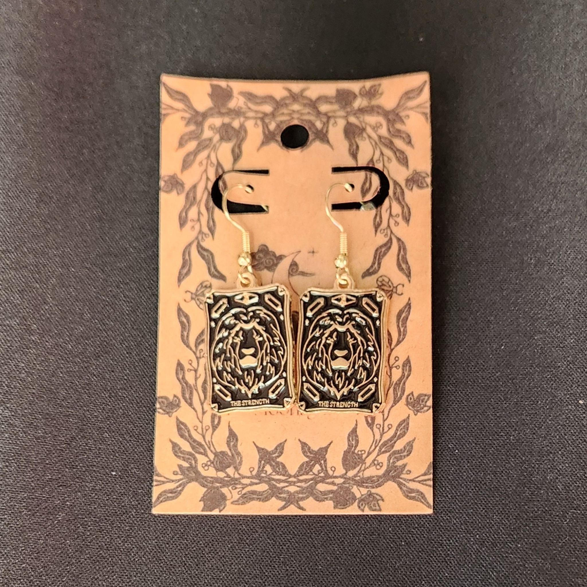 The Strength - Metal Tarot Dangles (Gold)