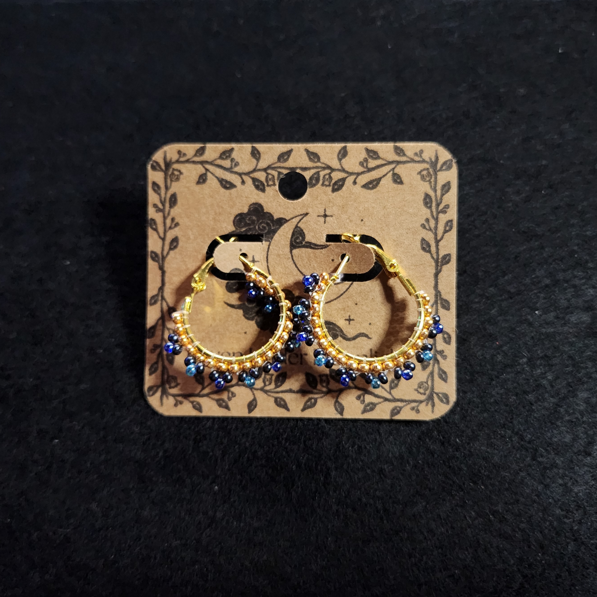 Aqua Bubbles - Gold Beaded Hoops 20mm