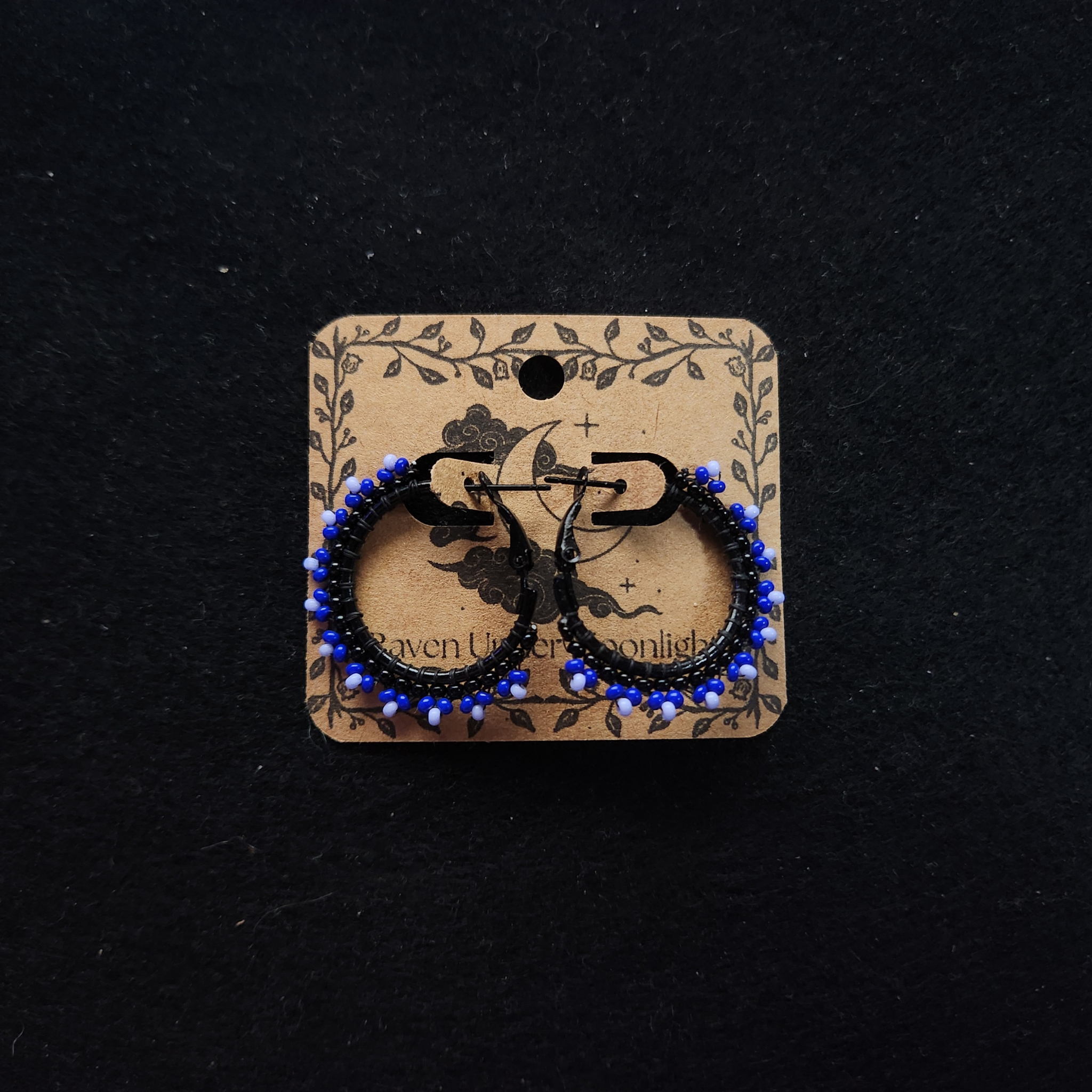 Royal Blush - Black Beaded Hoops 20mm