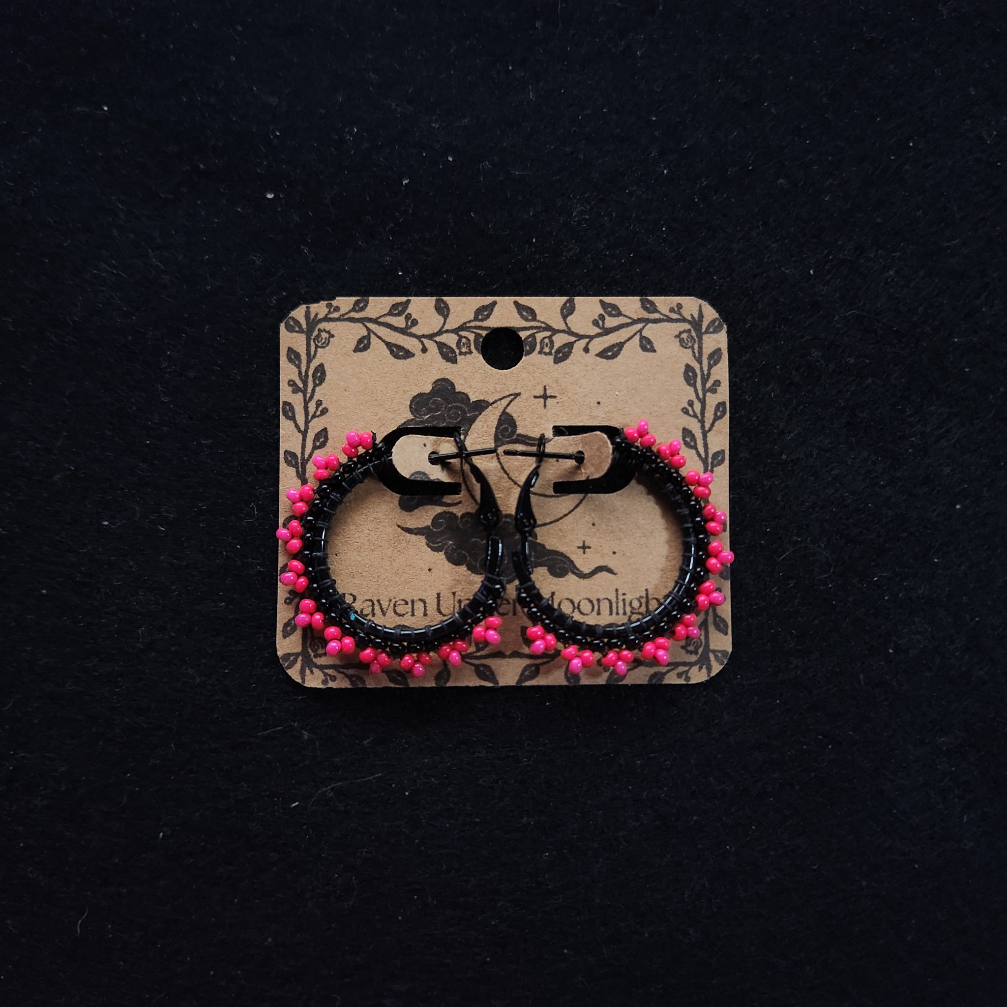Electric Love - Black Beaded Hoops 20mm