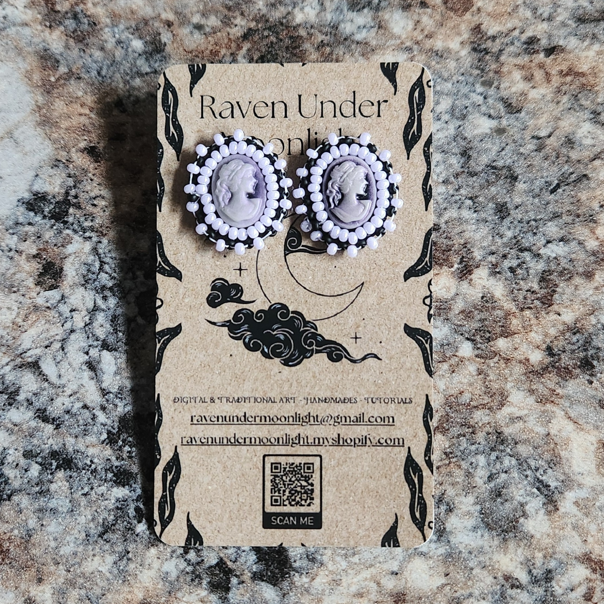 Purple Cameo Studs