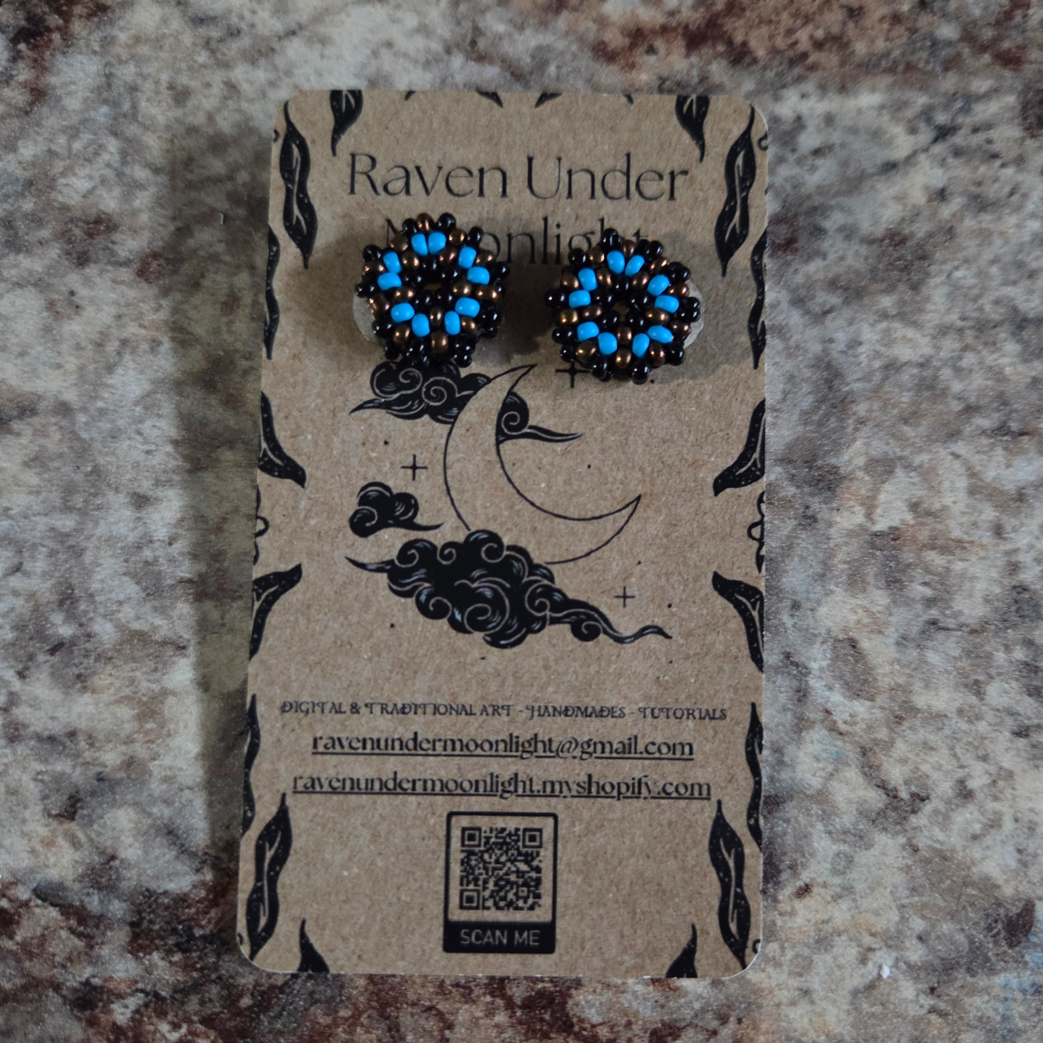 Black, Copper & Bright Blue Stud Set