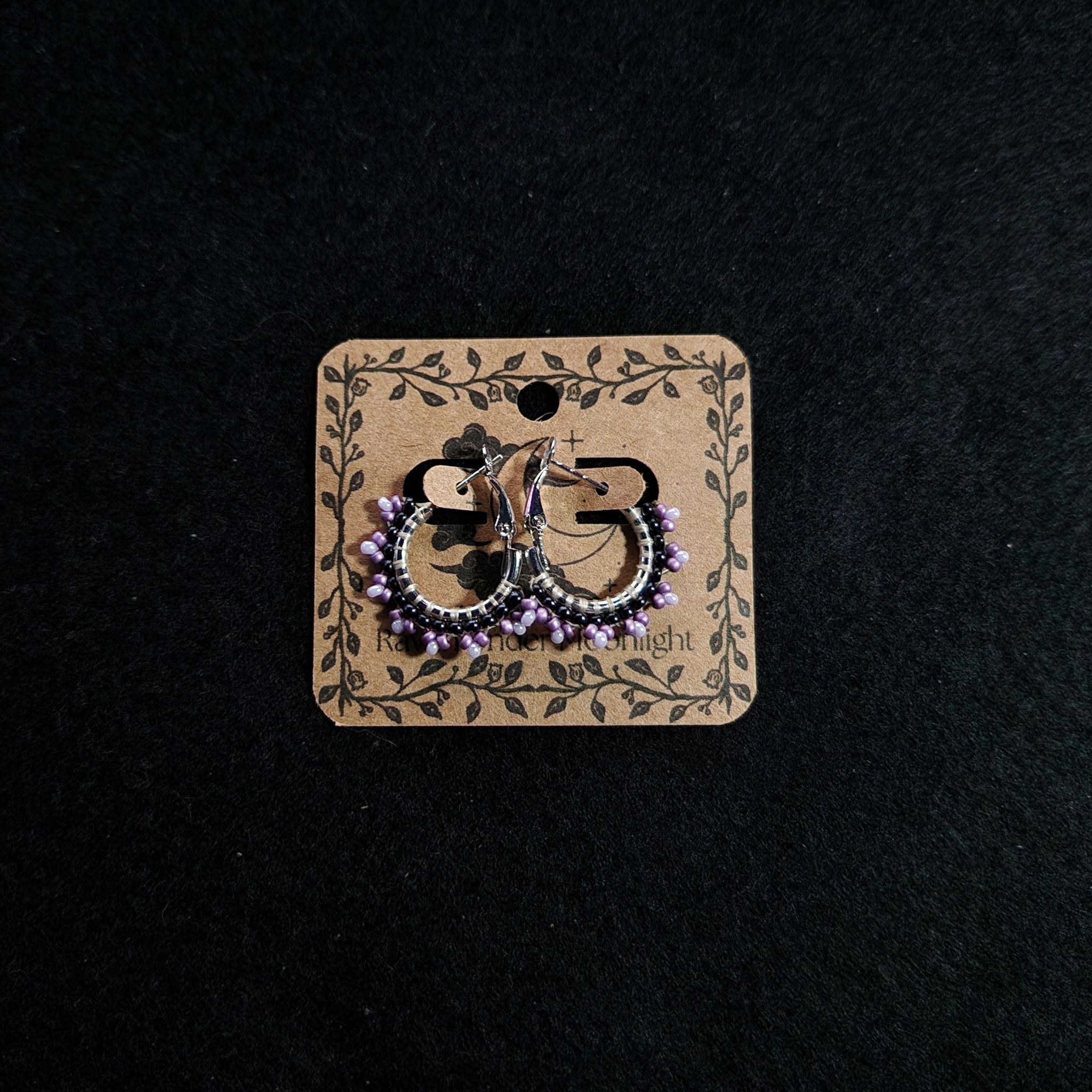 Amethyst Haze - Silver Beaded Hoops 18mm