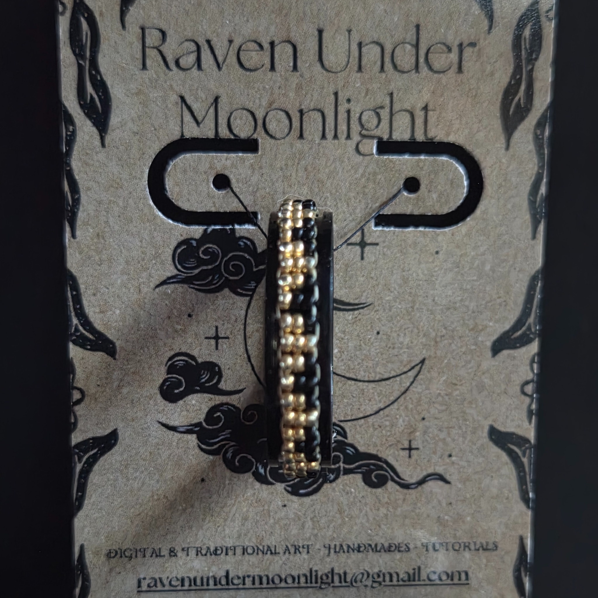 Black & Gold Anxiety Ring - Size 12