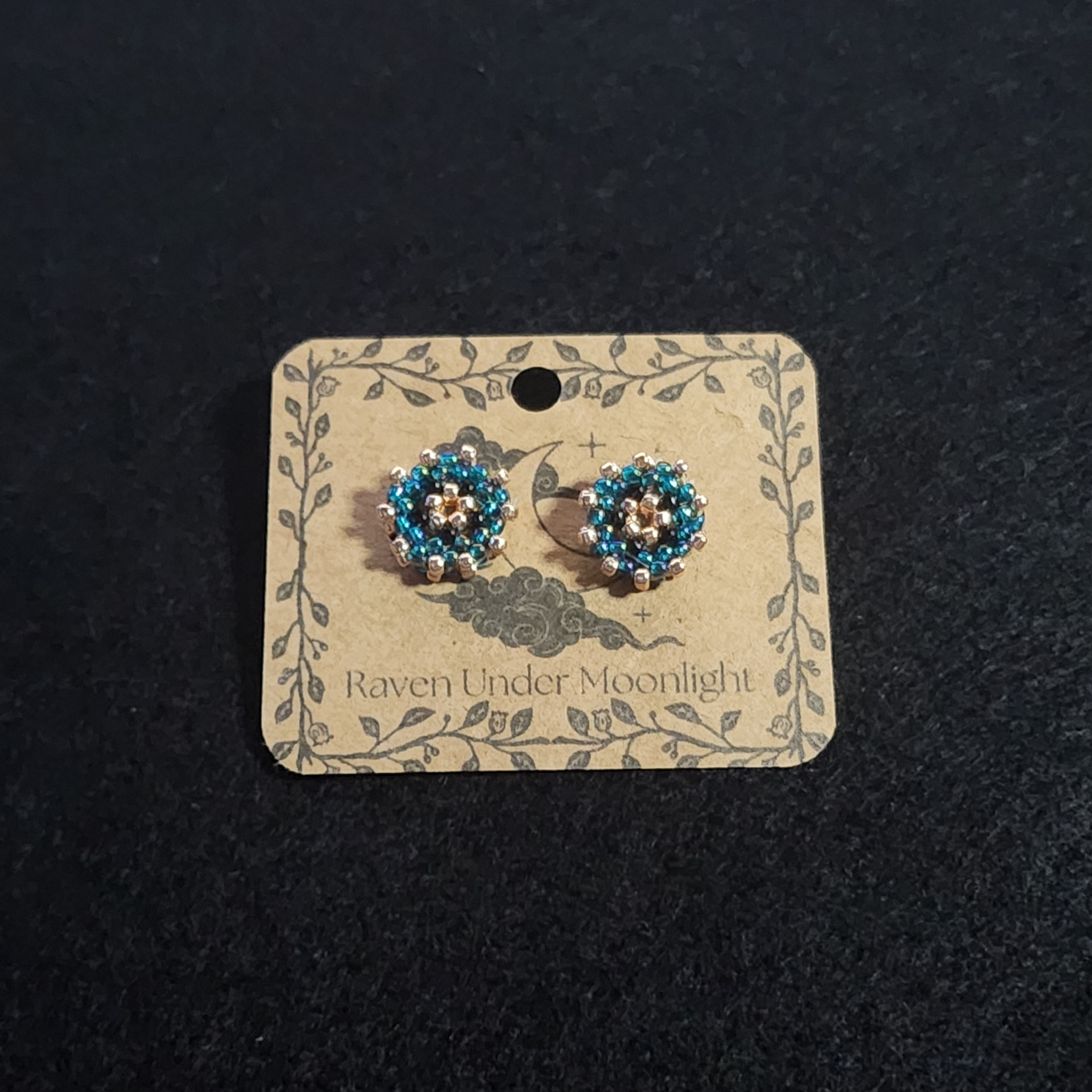 Rainbow Teal & Black Variation A Stud Set