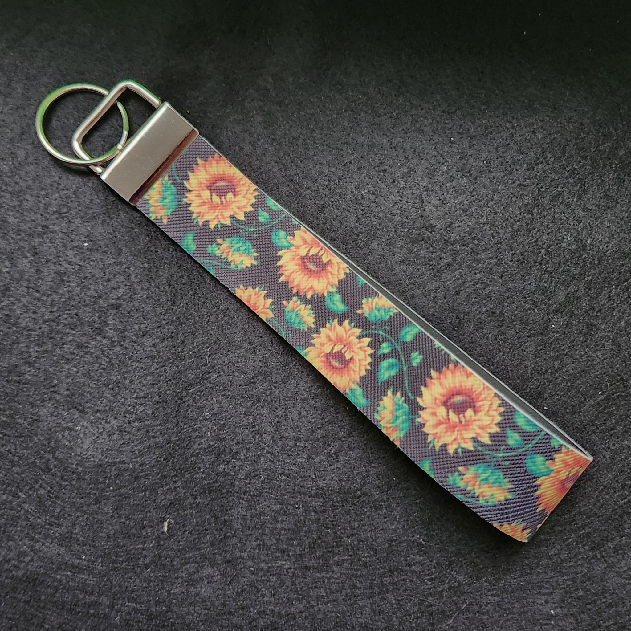 Black Sunflower Wristlet (Faux Leather)