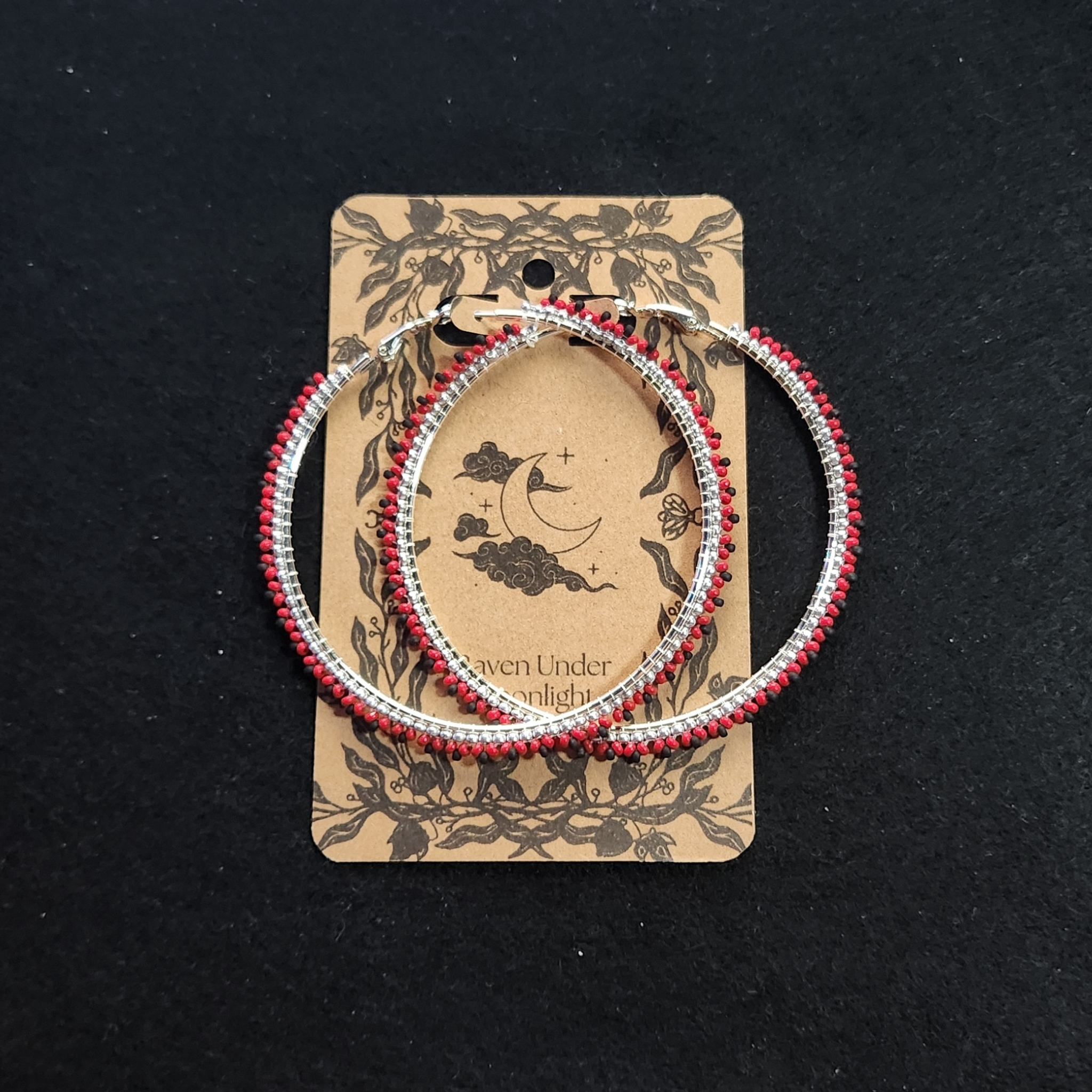 Eternal Kiss - Silver Beaded Hoops 70mm