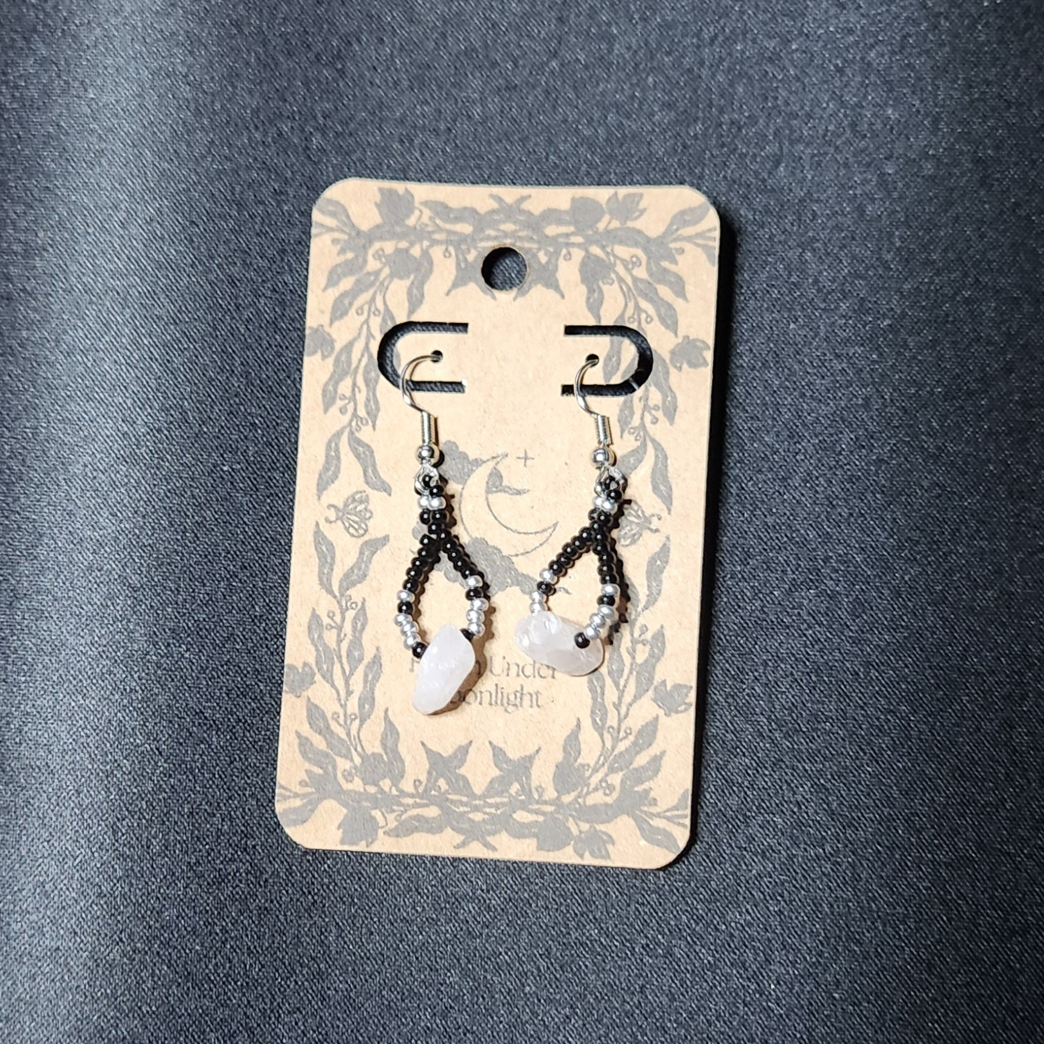 Rose Quartz Beaded Teardrops (Silver)