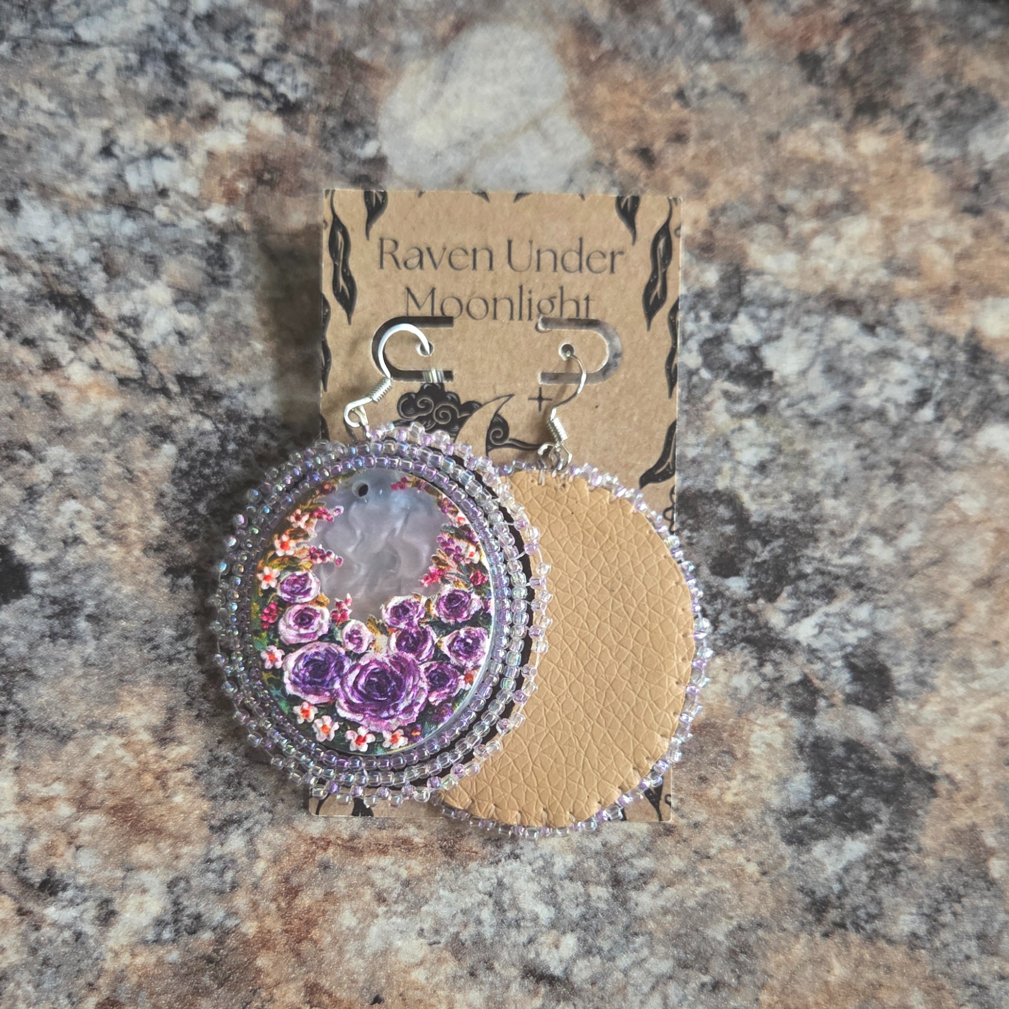 Large Center Purple Roses (Seed Beads)