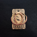 Pink Berries - Gold Beaded Hoops 50mm