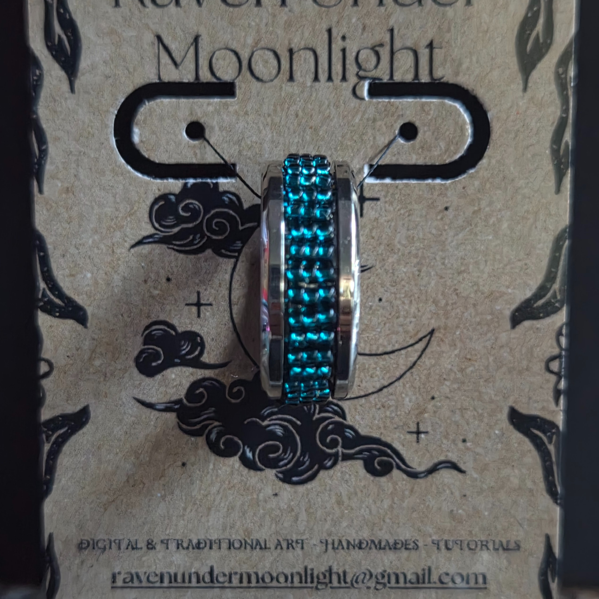 Silver & Blue Anxiety Ring - Size 12