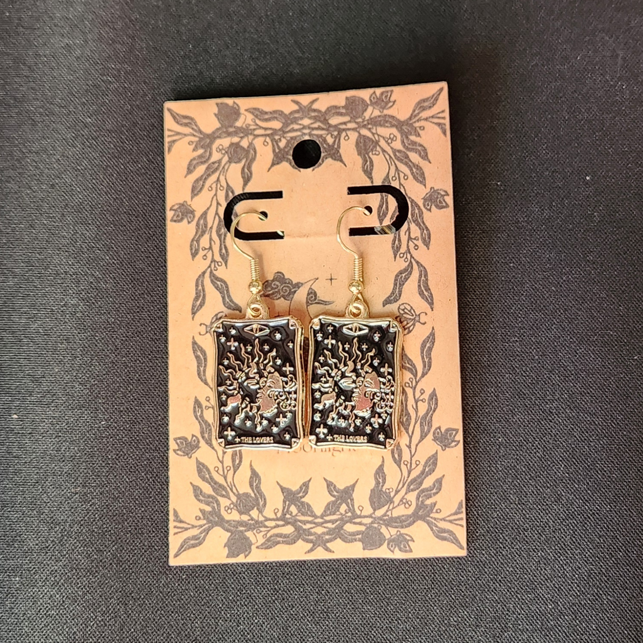 The Lovers - Metal Tarot Dangles (Gold)