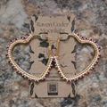 Pink & Black - Gold Beaded Heart Hoops