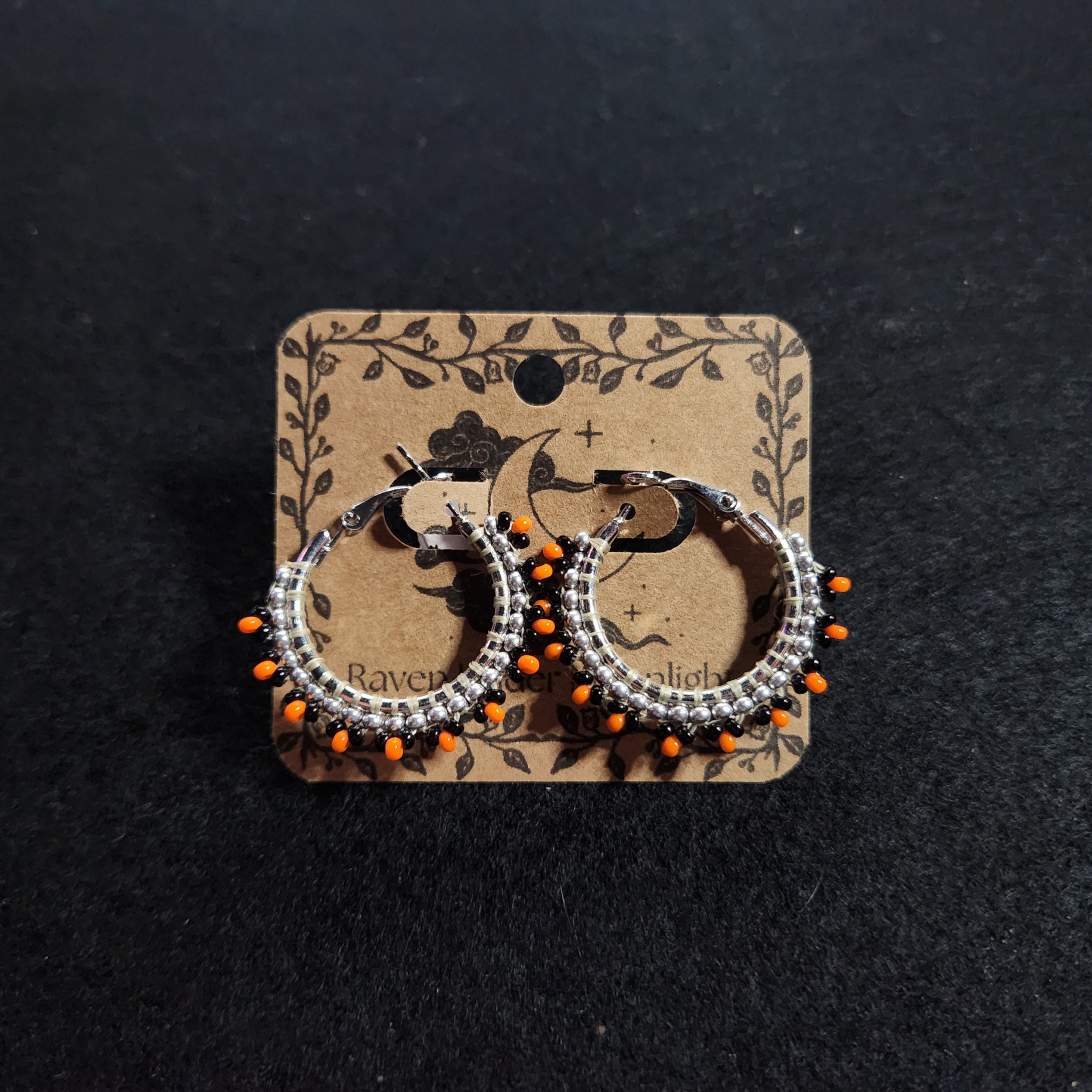 Spooky Season - Silver Beaded Hoops 24mm