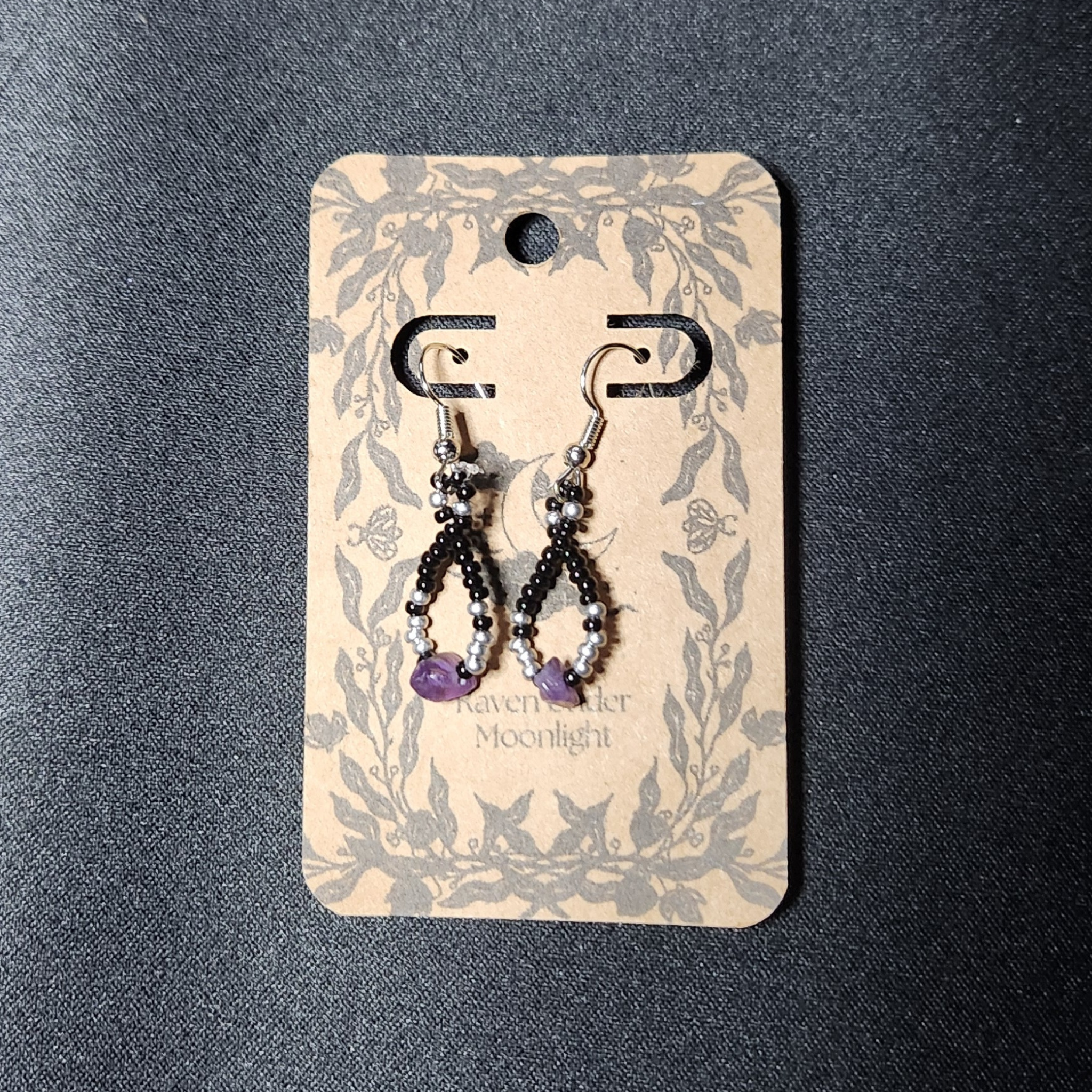 Purple Amethyst Beaded Teardrops (Silver)