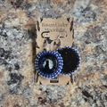 Medium Center Black Cat & Moon - Light & Dark Blue (Seed Beads)