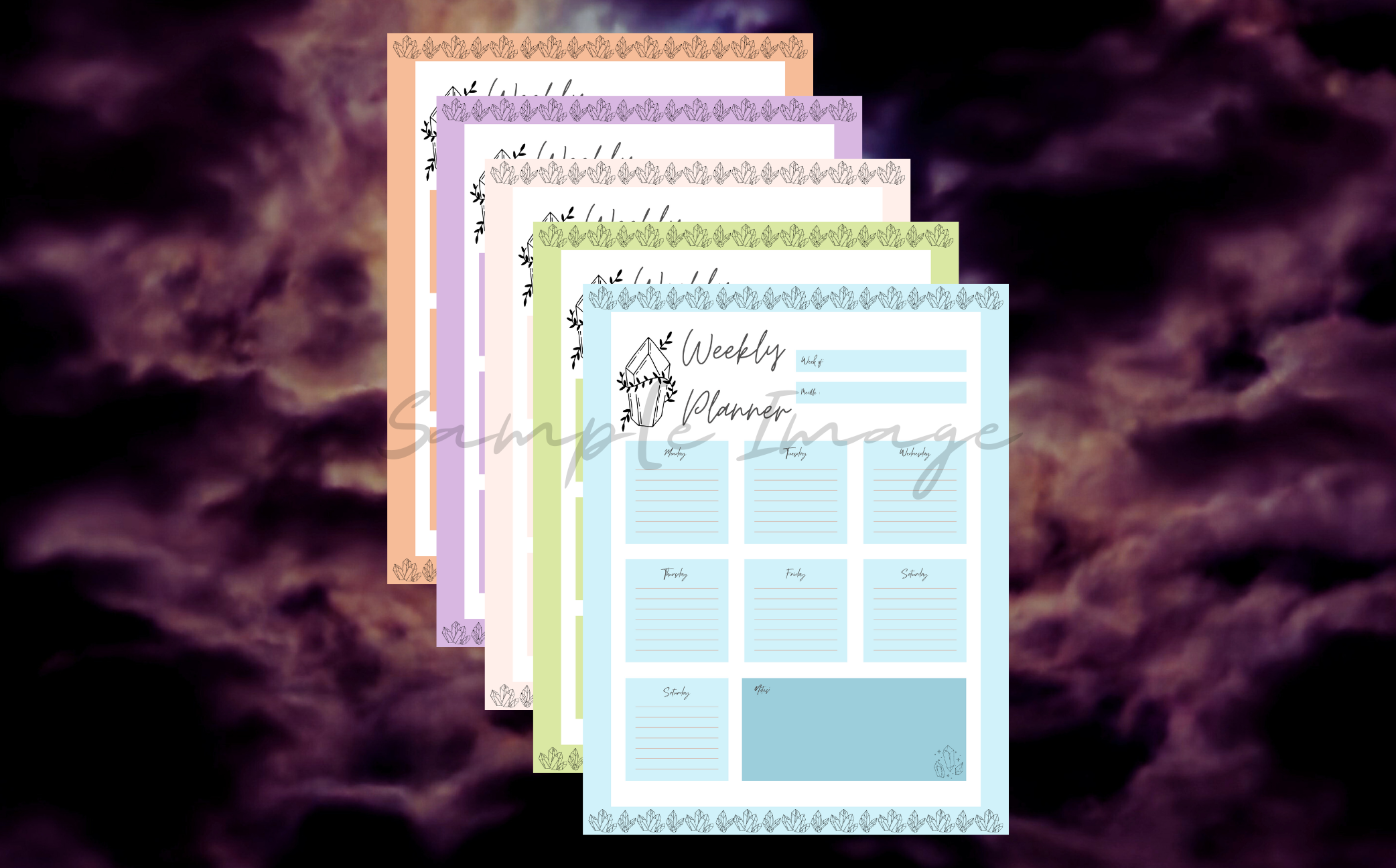 Minimalistic Crystal Weekly Planner Bundle