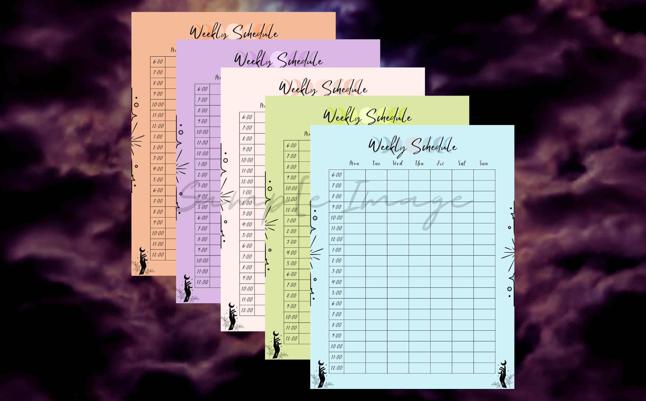 Minimalistic Mystic Hourly/Weekly Schedule Bundle