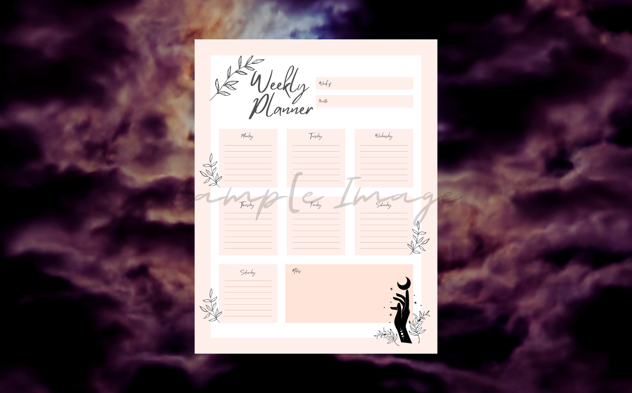 Minimalistic Mystical Weekly Planner Bundle