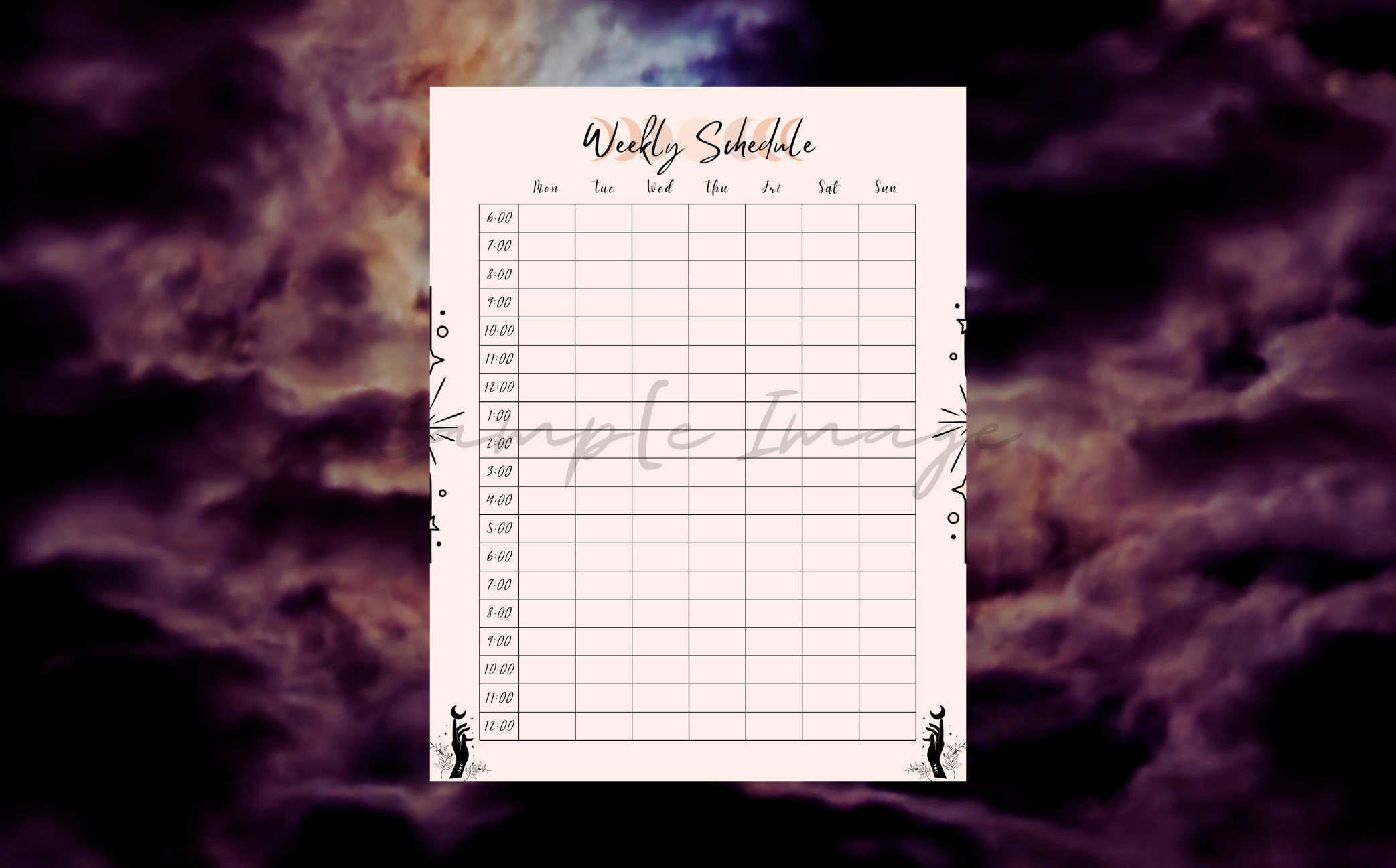 Minimalistic Mystic Hourly/Weekly Schedule Bundle
