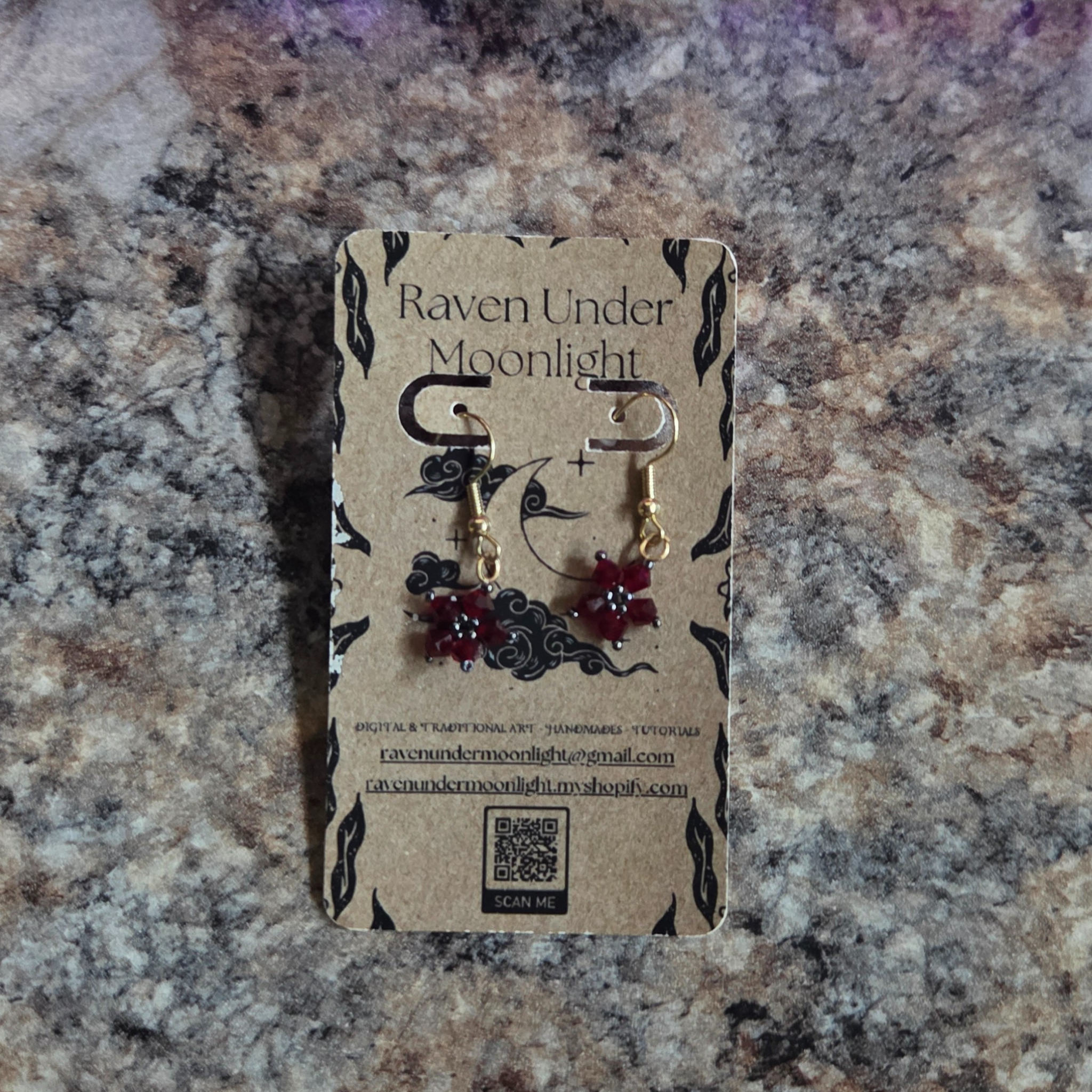 Dark Red & Black Star Blossoms (Seed Beads)